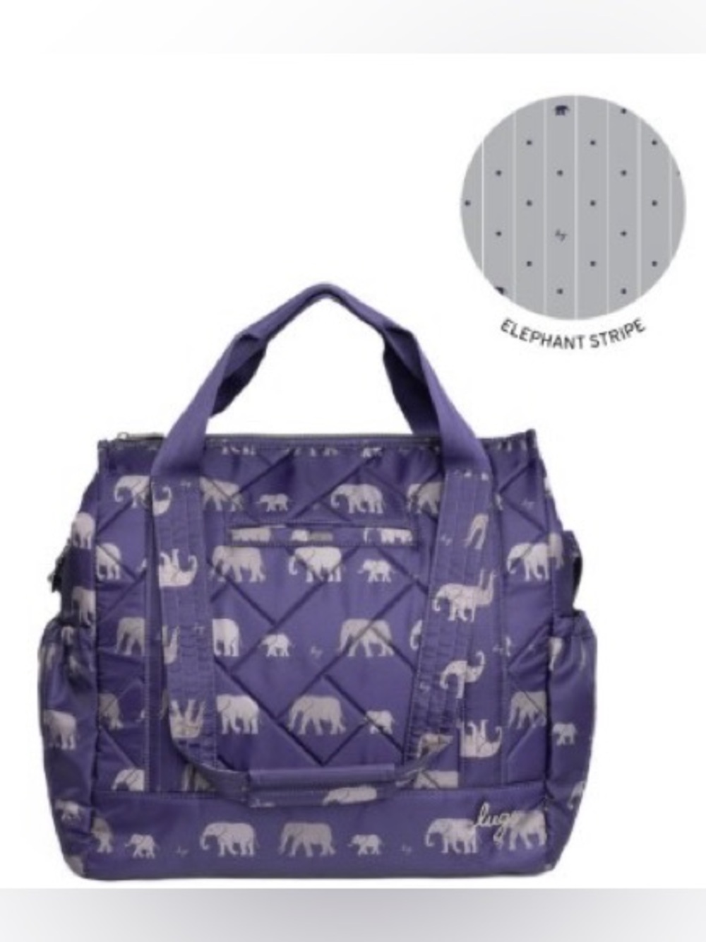 Lug Kerstin Lindquist Baby Yacht Carry-All Zip-Top Tote Elephant Purple